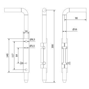 Paletto per cancelli in acciaio INOX AISI 304