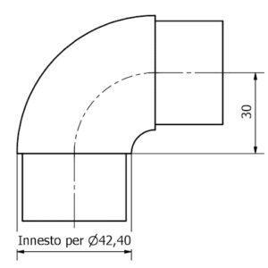 curva a 90° per tubo Ø 42,4 x 2 AISI 304 satinato