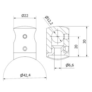 supporto traverse Ø 12 per tubo Ø 42,4 AISI 304 satinato