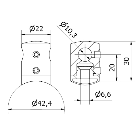 supporto traverse Ø 10 per tubo Ø 42,4 AISI 304 satinato