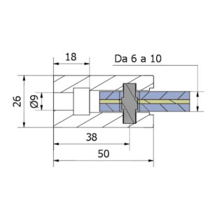 morsetti 40x50 piatto vetro 6-10 AISI 304 satinato