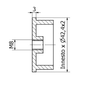 tappo piatto ø 42,4 con filetto M 8 AISI 316 satinato