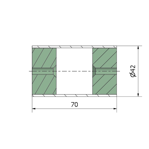 Giunzione in acciaio inox per corrimano in legno da 42