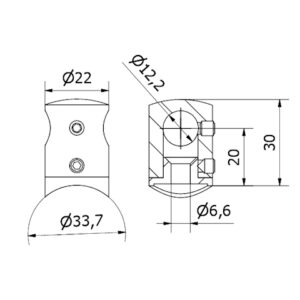 supporto traverse Ø 12 per tubo Ø 33,7 AISI 304 satinato