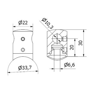 supporto traverse Ø 10 per tubo Ø 33,7 AISI 304 satinato
