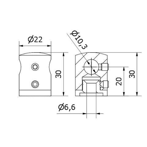 supporto traverse Ø 10 per piatto AISI 304 satinato