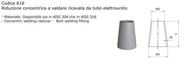 Riduzione Inox AISI 304 Per Canne Fumarie - 200F-150M, Spessore 0.5 Mm, Saldatura TIG - UTILFER - Foto 3