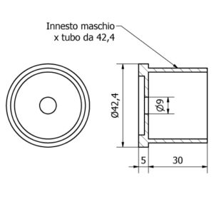 Fissaggio centrale inox per tubo da 42,4