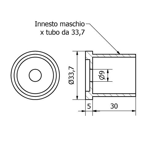 Fissaggio centrale inox per tubo da 33,7