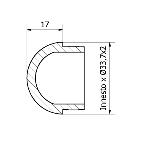 Tappo sferico inox per tubo da 33,7 x 2