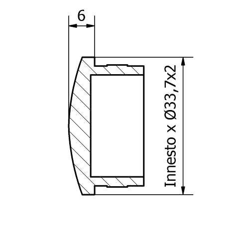 Tappo bombato inox per tubo da 33,7x2