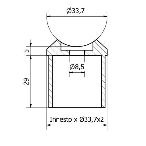 Raccordo a sella inox per tubo da 33,7X2