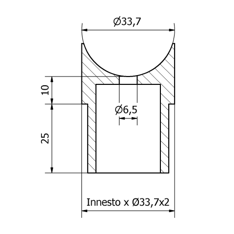 Raccordo a sella inox aisi 304 per tubo da 33,7