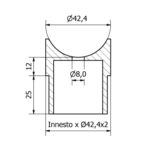 Raccordo a sella inox aisi 316 per tubo da 42,4X2