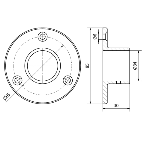 Piastra femmina inox per tubo da 33,7