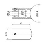 Supporto per corrimano inox tipo 3 per tubo da 42,4