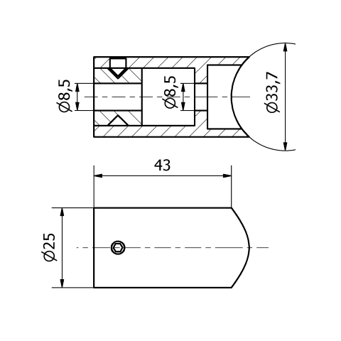 Staffa per corrimano inox tipo 3 per tubo da 33,7