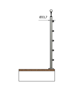 Montante inox tondo da 33,7 con 5 traverse 2