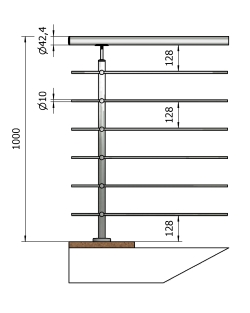 Montante inox tondo da 33,7 con 6 traverse