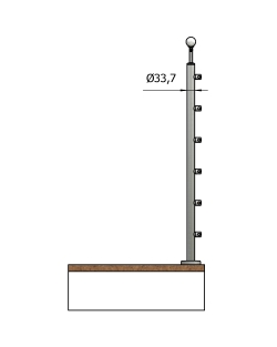 Montante inox tondo da 33,7 con 6 traverse 2