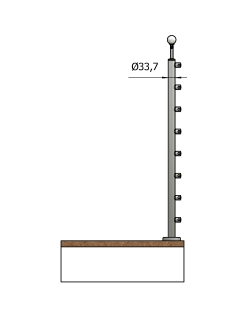 Montante inox tondo da 33,7 con 8 traverse 2