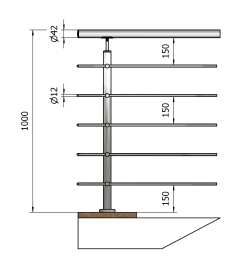 Montante tondo inox da 42 per traverse da 12