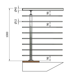 Montante tondo inox da 42 per traverse da 12