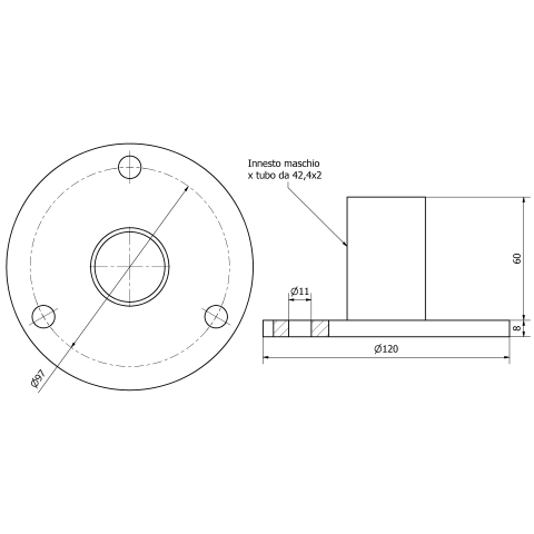 PIASTRA A TERRA Ø 120 x 42,4 mm. AISI 304 SATINATO-9443