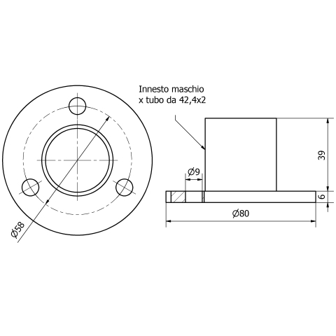 PIASTRA A TERRA Ø 80 x 42,4 mm. AISI 304 SATINATO-9445