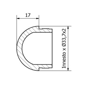 TAPPO SFERICO PER TUBO Ø 33,7 x 2 AISI 304 SATINATO-9507