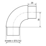 CURVA A 90° PER TUBO Ø 33,7 x 2 AISI 304 SATINATO-9487