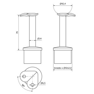 FISSAGGIO A 90° Ø 42,4 CORR. Ø 42,4 AISI 316 SATINATO-9479