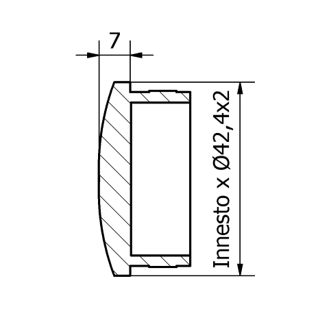 TAPPO BOMBATO PER TUBO Ø 42,4 x 2,0 AISI 304 SATINATO-9509