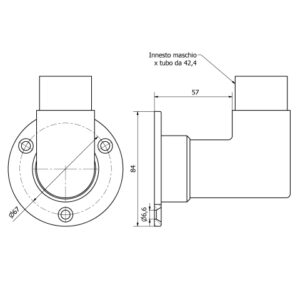 GOMITO A 90° CON PIASTRA Ø 42,4 x 2 AISI 316 SATINATO-9464