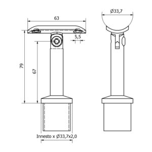 SUP.SNODATO Ø 33,7 CORR. Ø 33,7 AISI 304 SATINATO-9475