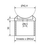 SELLA Ø 42,4 INNESTO TUBO Ø 42,4×2,0 AISI 316 SATINATO-9495