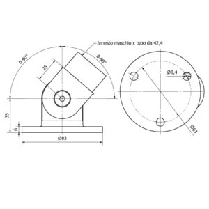 PIASTRA CON SNODO Ø 42,4 x 2,0 AISI 316 SATINATO-9470