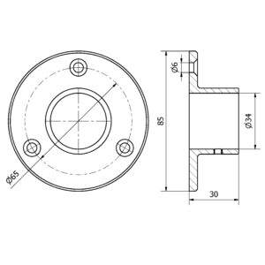 PIASTRA FEMMINA PER Ø 33,7 AISI 304 SATINATO-9452