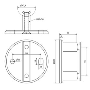 PIASTRA LATERALE Ø 100 x 42,4 mm. AISI 304 SATINATO-9460