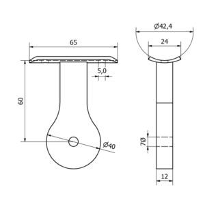 SUPPORTO CORR. Ø 42,4 x DOPPIO PIATTO AISI 304 SATINATO-9514