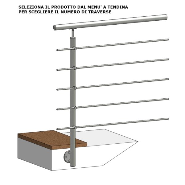 MONTANTE LATERALE Ø 42,4 PER TRAVERSE AISI 316 SATINATO-0