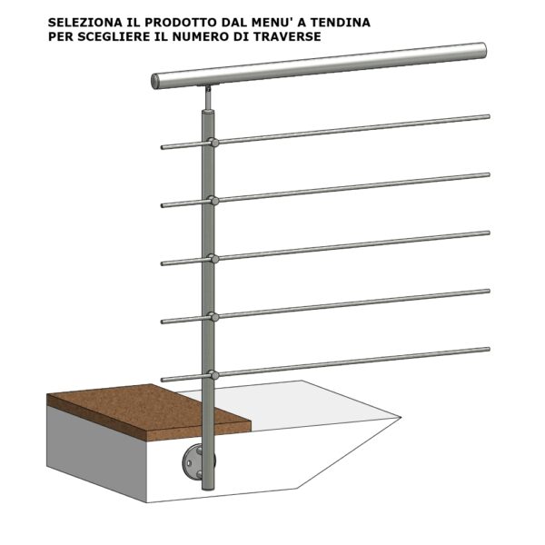 MONTANTE LATERALE Ø 33,7 PER TRAVERSE AISI 304 SATINATO-0
