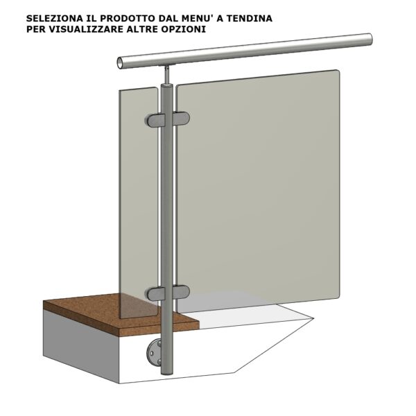 MONTANTE LATERALE Ø 42,4 PER VETRO AISI 316 SATINATO-0