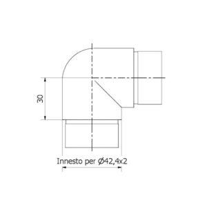 curva stretta 90° per tubo Ø 42,4 x 2 AISI 316 satinato
