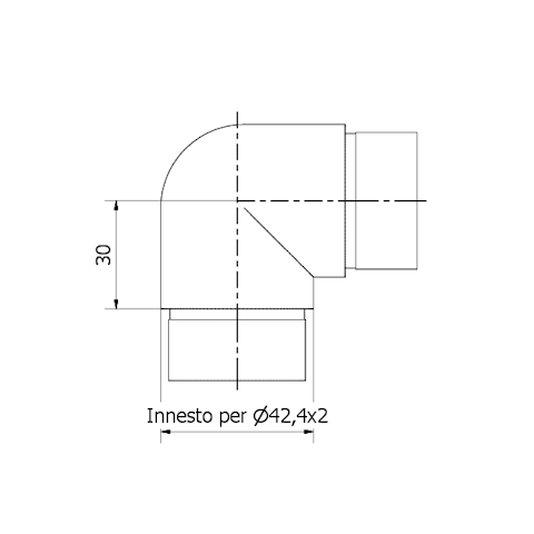 curva stretta 90° per tubo Ø 42,4 x 2 AISI 316 satinato