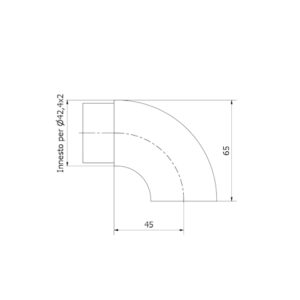 curva 90° cieca per tubo Ø 42,4 x 2 AISI 316 satinato