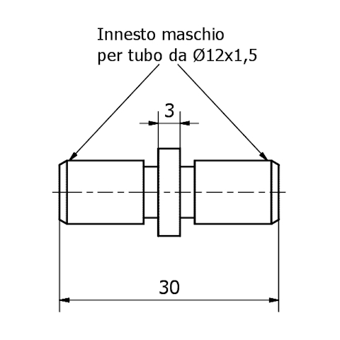 giunzione per tubo ø 12x1,5 AISI 316 satinato