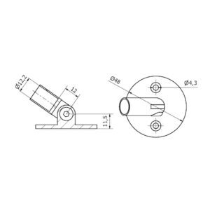 piastra con snodo ø 12 mm. AISI 304 satinato
