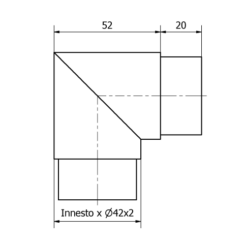 Gomito a 90° inox lucido per tubo da 42,4