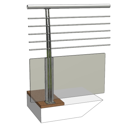 MONTANTE A TERRA Ø 42,4 PER VETRO AISI 316 SATINATO - Inox Forniture